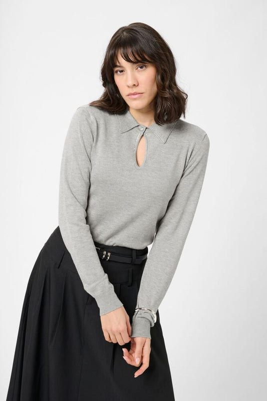 KAjada Polo Pullover - Grey Melange