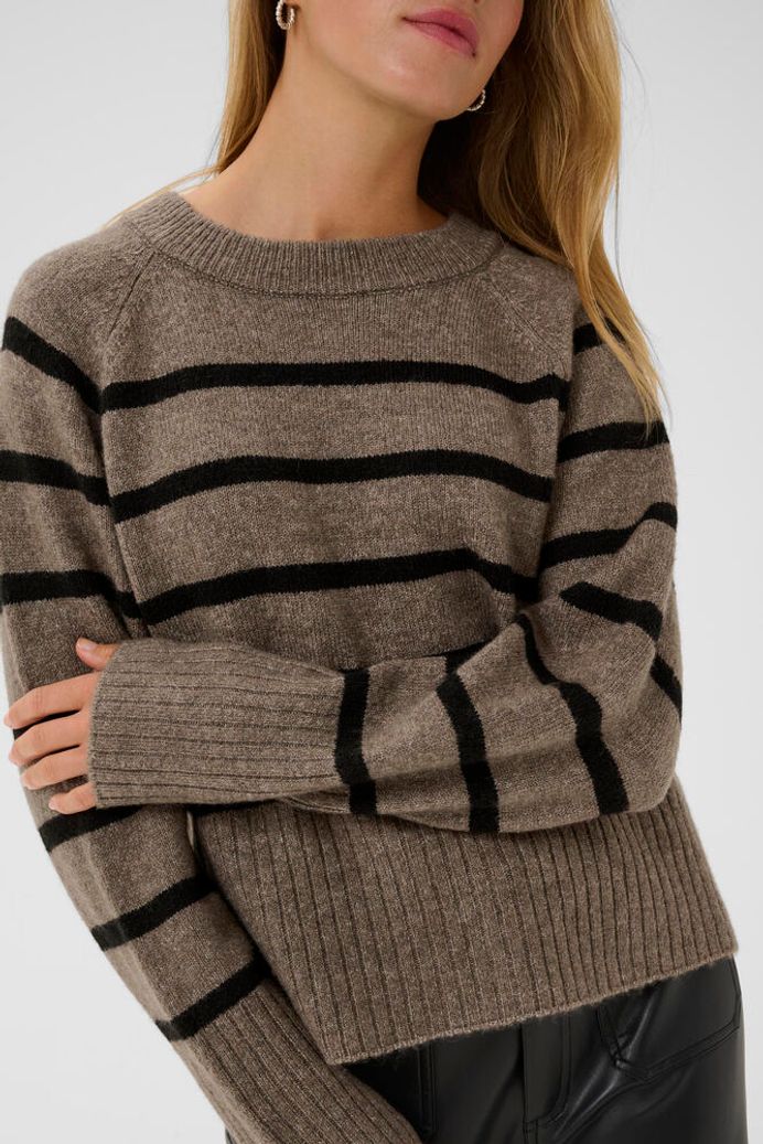 KAerin Knit Pullover - Morel Melange Black Stripe