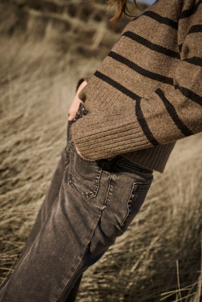 KAerin Knit Pullover - Morel Melange Black Stripe