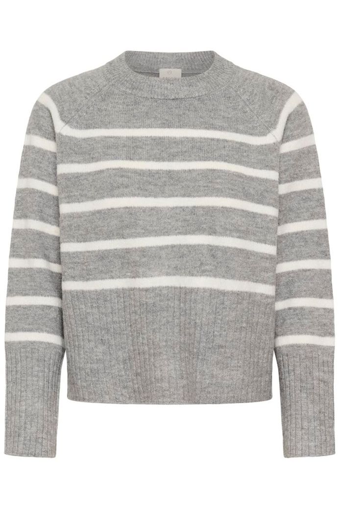 KAerin Knit Pullover - Light Grey Melange Chalk Stripe