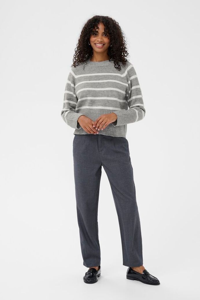 KAerin Knit Pullover - Light Grey Melange Chalk Stripe