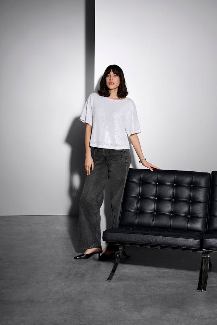 KAmiranda Sequin Blouse - Chalk