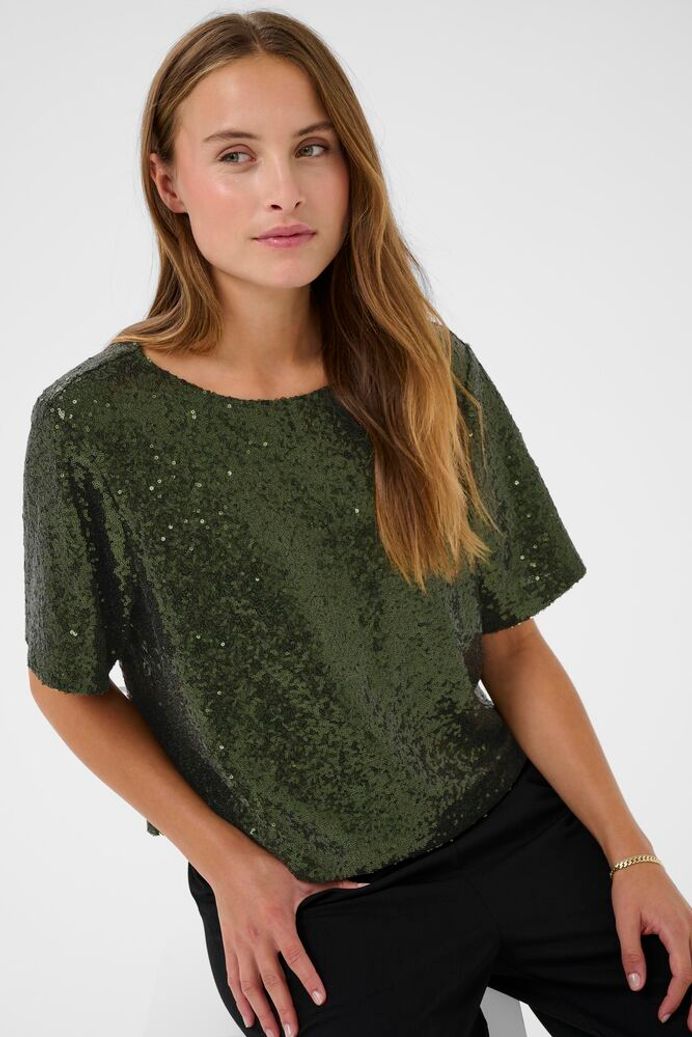 KAmiranda Sequin Blouse - Ivy Green