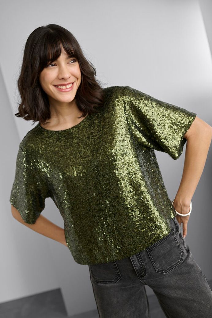 KAmiranda Sequin Blouse - Ivy Green