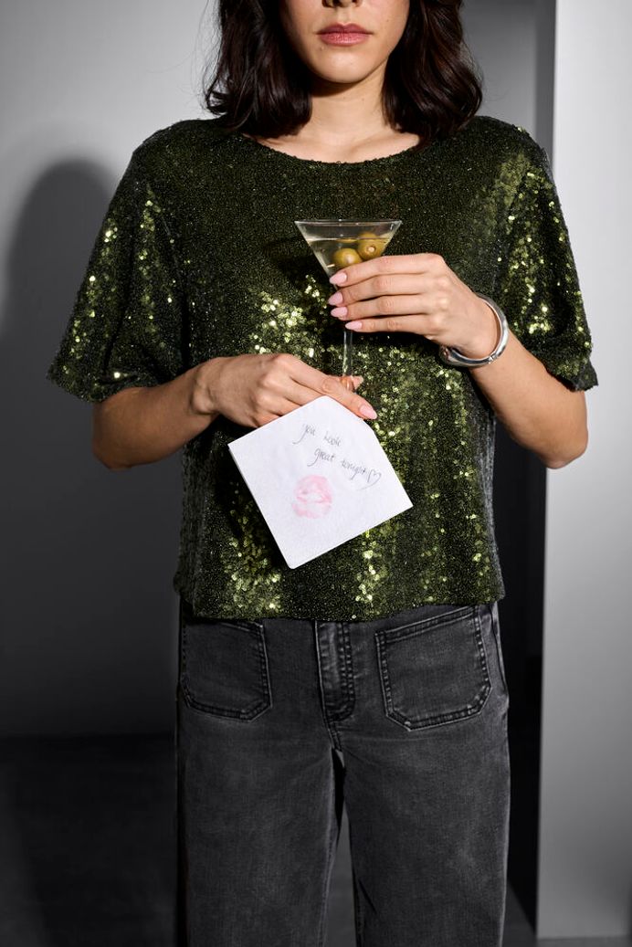 KAmiranda Sequin Blouse - Ivy Green