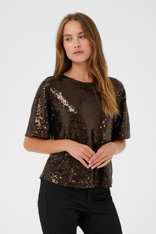 KAmiranda Sequin Blouse - Black Coffee