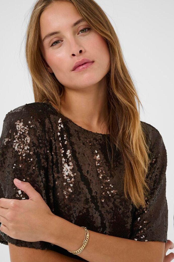 KAmiranda Sequin Blouse - Black Coffee