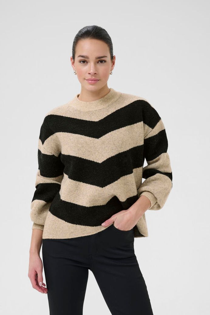 KAverana Knit Pullover - Feather Grey Melange / Black