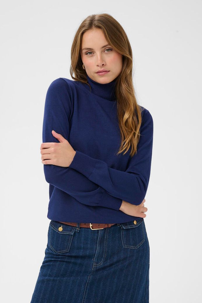 MilaSZ Rollneck Pullover - Navy Peony