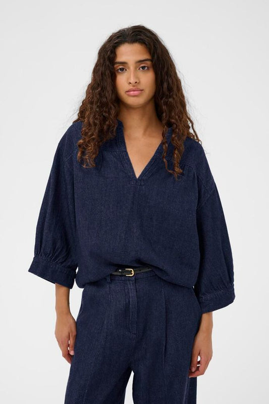 SLChaman Toledo Blouse - Dark Blue Denim