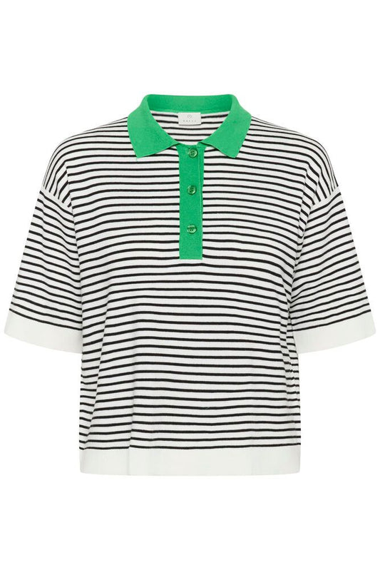 KAlizza Polo Knit - Chalk / Black Fine Stripe