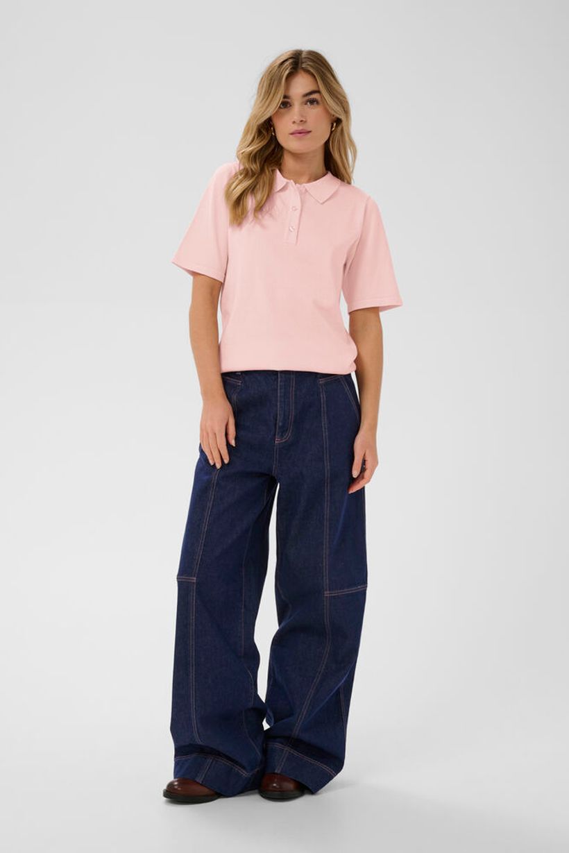 MilaSZ Short Sleeve Polo Pullover - Chalk Pink