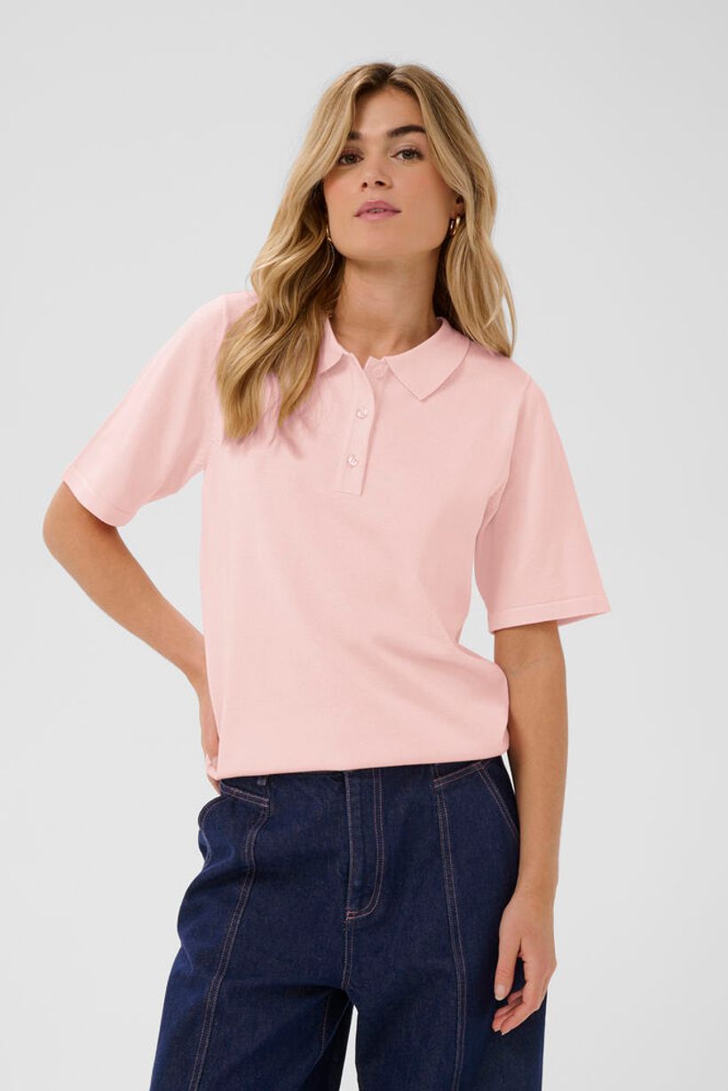 MilaSZ Short Sleeve Polo Pullover - Chalk Pink
