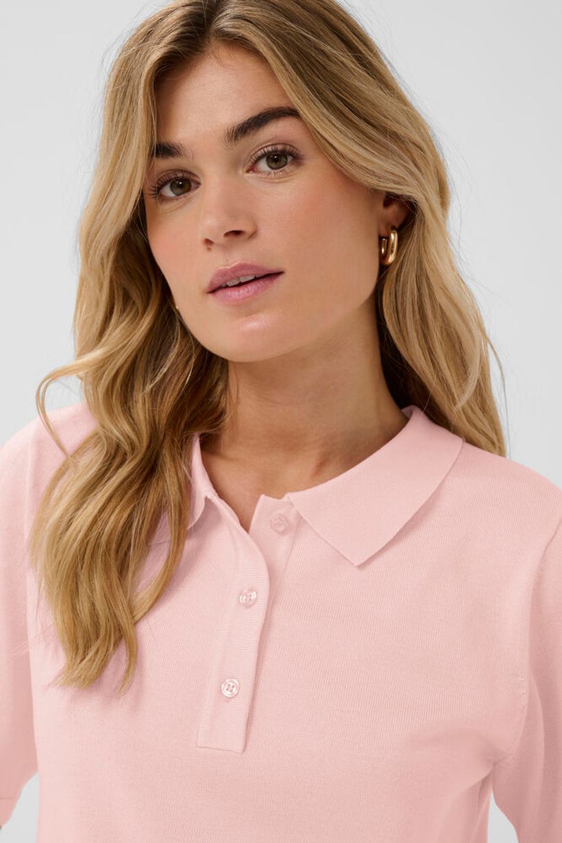 MilaSZ Short Sleeve Polo Pullover - Chalk Pink