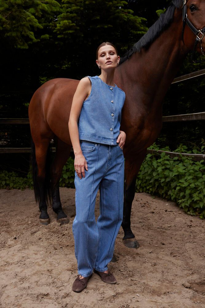 SLRinatina Waistcoat - Medium Blue Denim