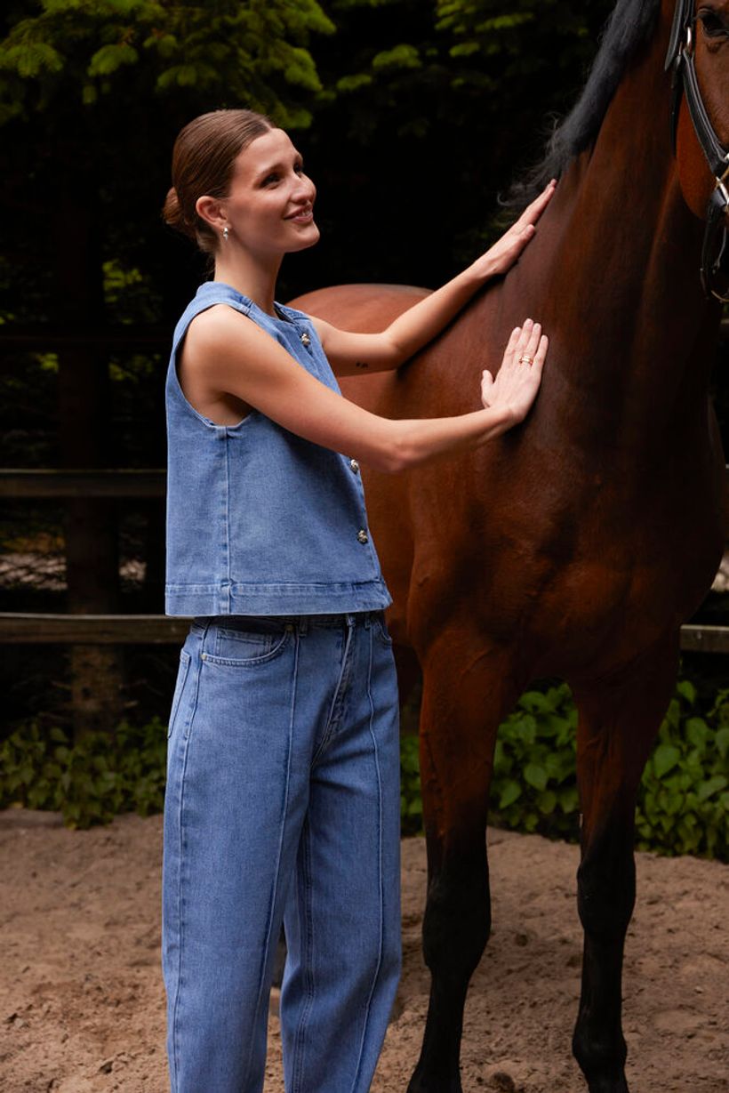 SLRinatina Waistcoat - Medium Blue Denim