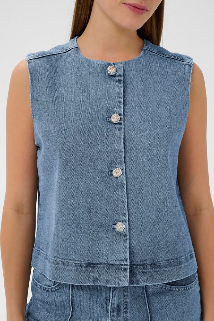 SLRinatina Waistcoat - Medium Blue Denim