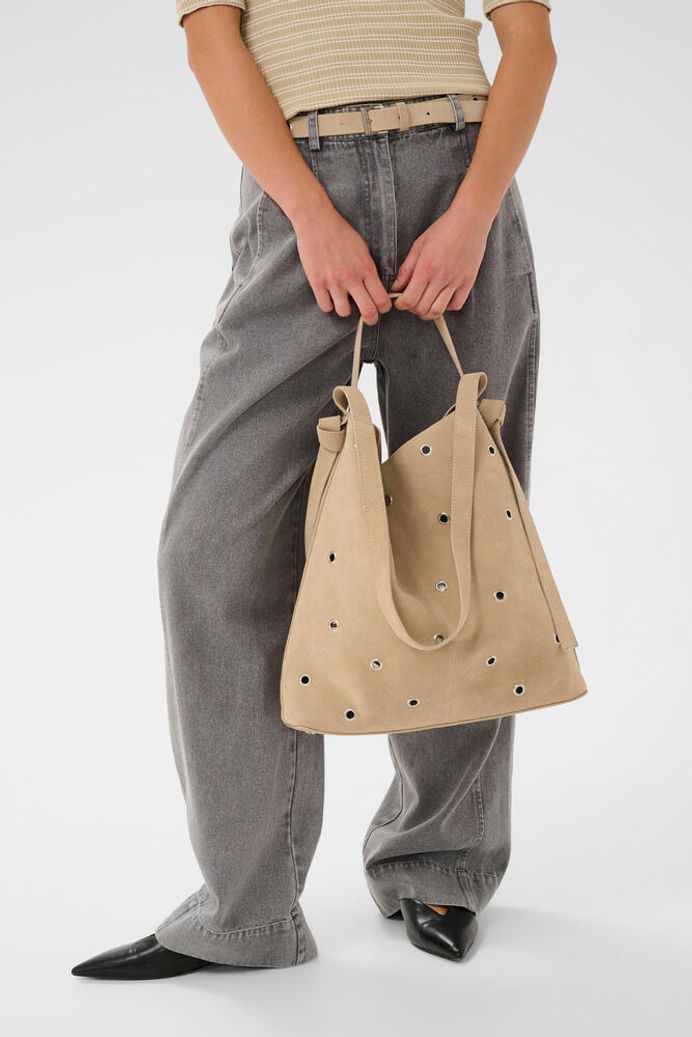 SLCalilje Eyelets Suede Bag - White Pepper