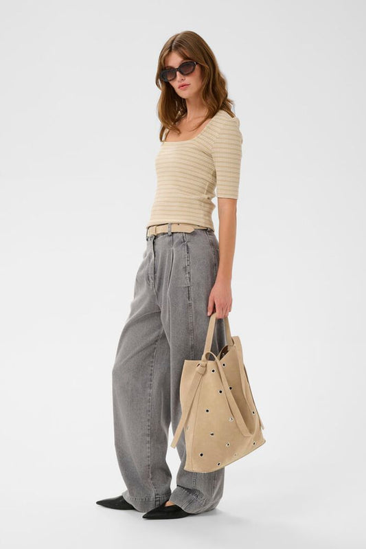 SLCalilje Eyelets Suede Bag - White Pepper