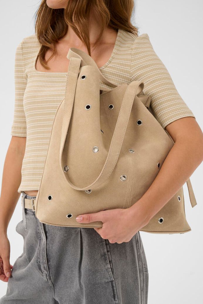 SLCalilje Eyelets Suede Bag - White Pepper