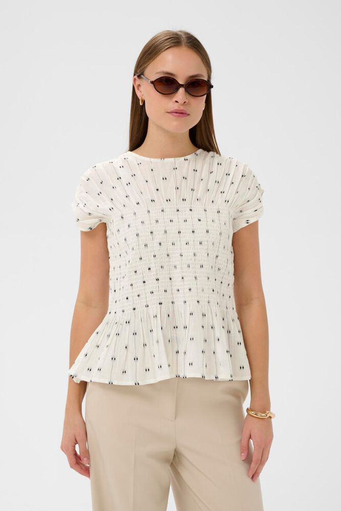 SLAmelie Blouse - White With Black Dots