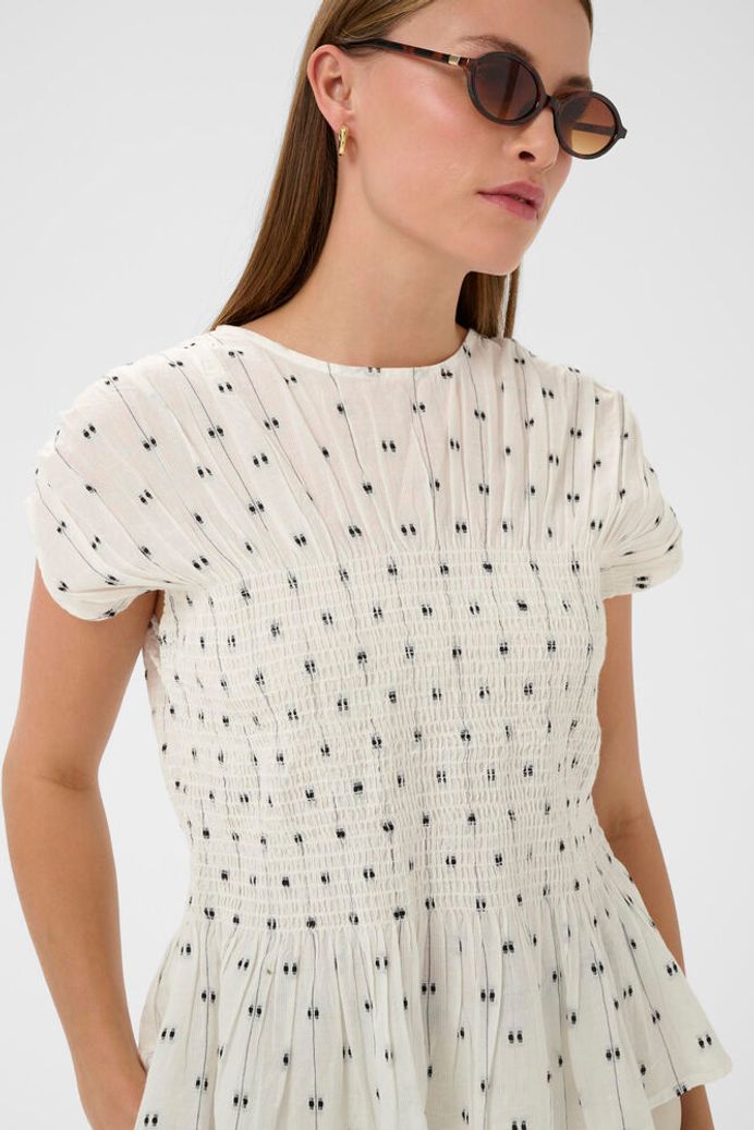 SLAmelie Blouse - White With Black Dots