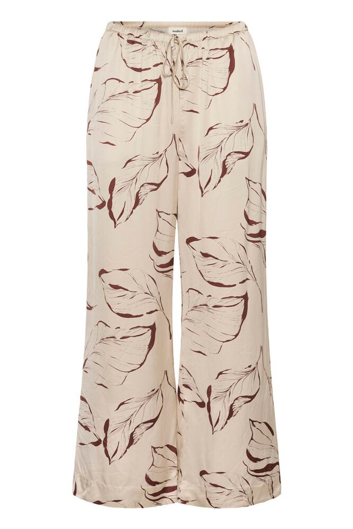 SLClero Flared Printed Trousers - Oatmeal Leaf Print
