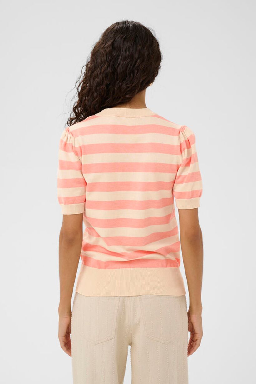MilaSZ Short Sleeve Block Stripe Pullover - Blooming Ivory & Pink