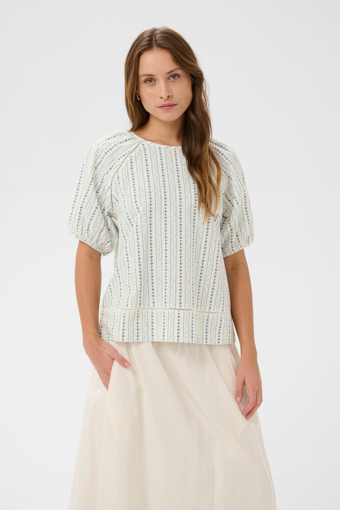 RajaSZ Blouse - Ice Vallarta Flower Stripes