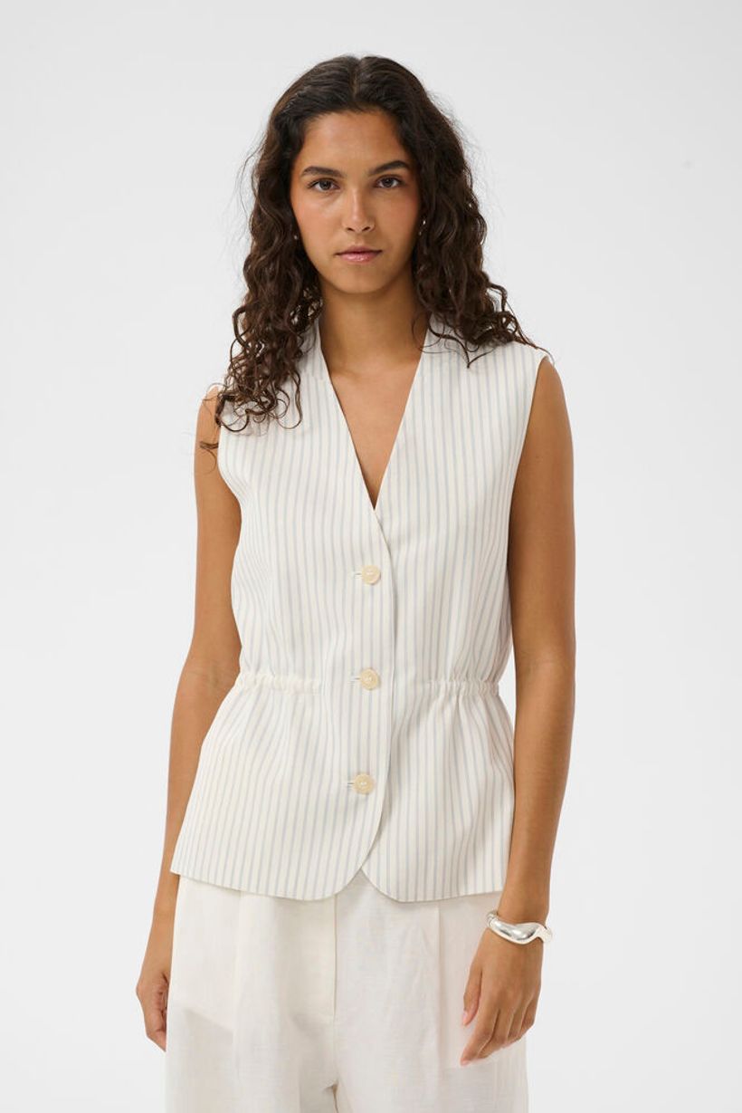 SLCandela Waistcoat - White With Blue Stripes
