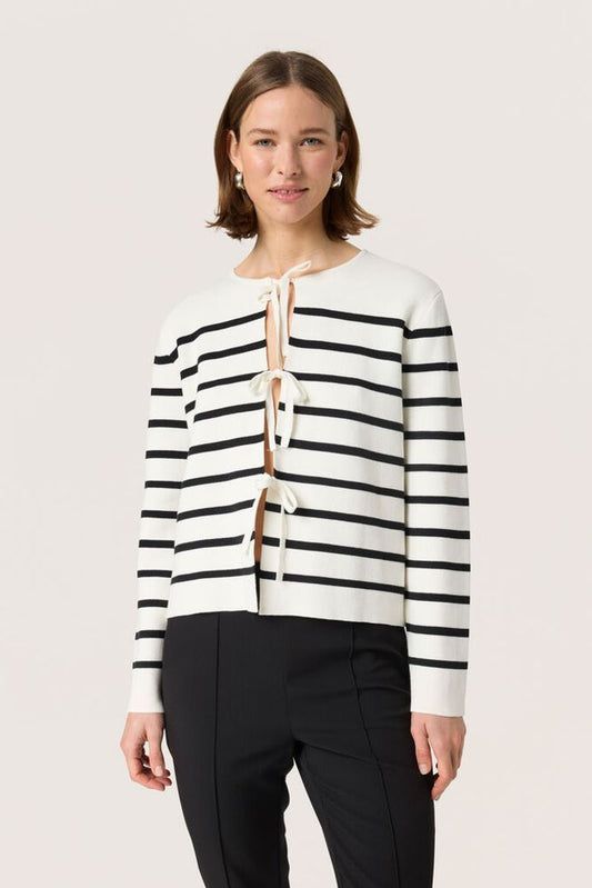 SLHaven Cardigan - White / Black Stripes