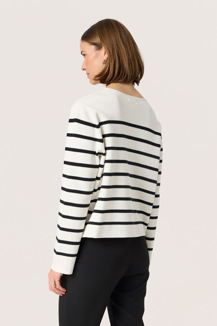 SLHaven Cardigan - White / Black Stripes