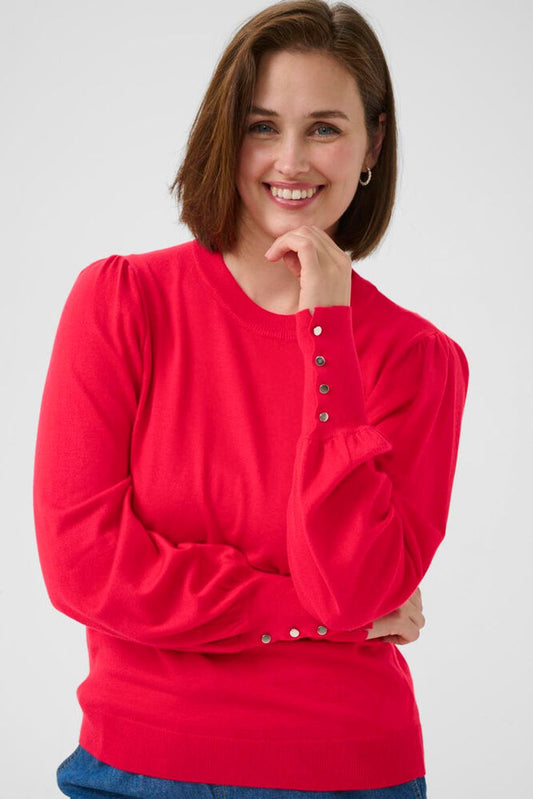 KAlizza Round Neck Knit Pullover - True Red