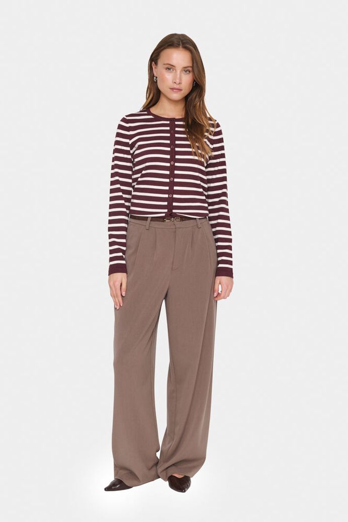 MilaSZ Striped Cardigan - Decadent Chocolate Fog Stripe