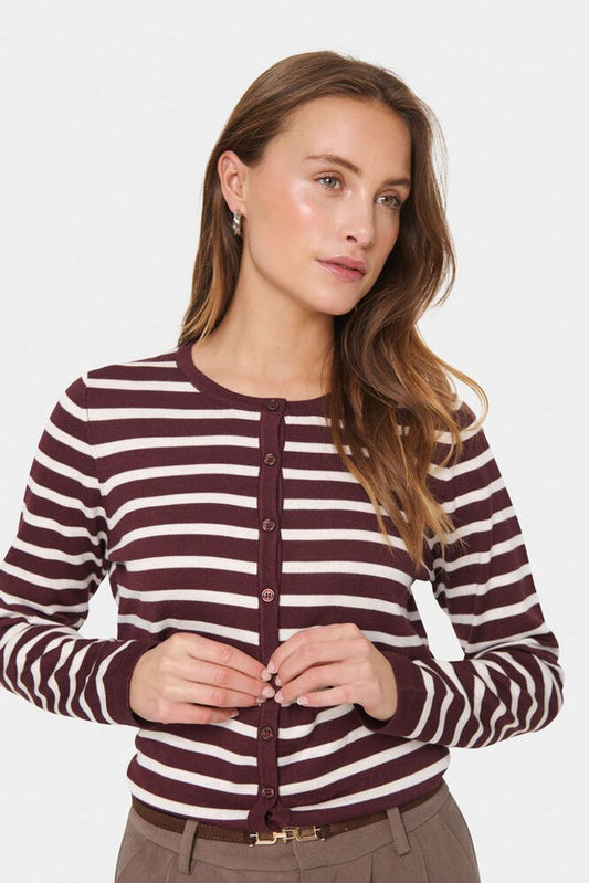 MilaSZ Striped Cardigan - Decadent Chocolate Fog Stripe