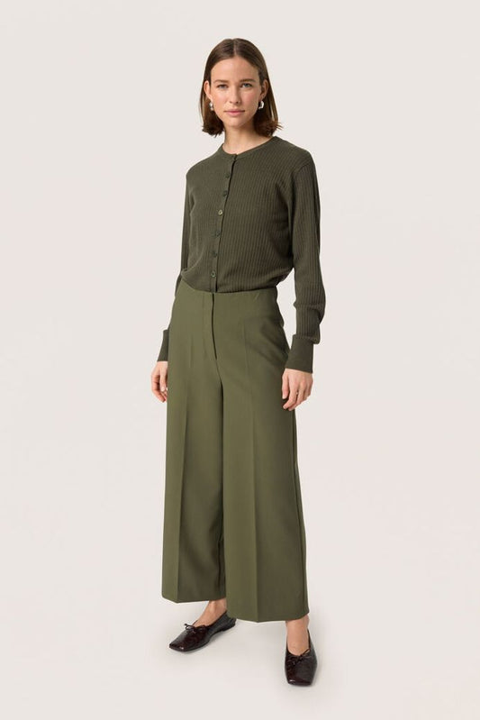 SLCorinne Wide Cropped Trousers - Grape Leaf