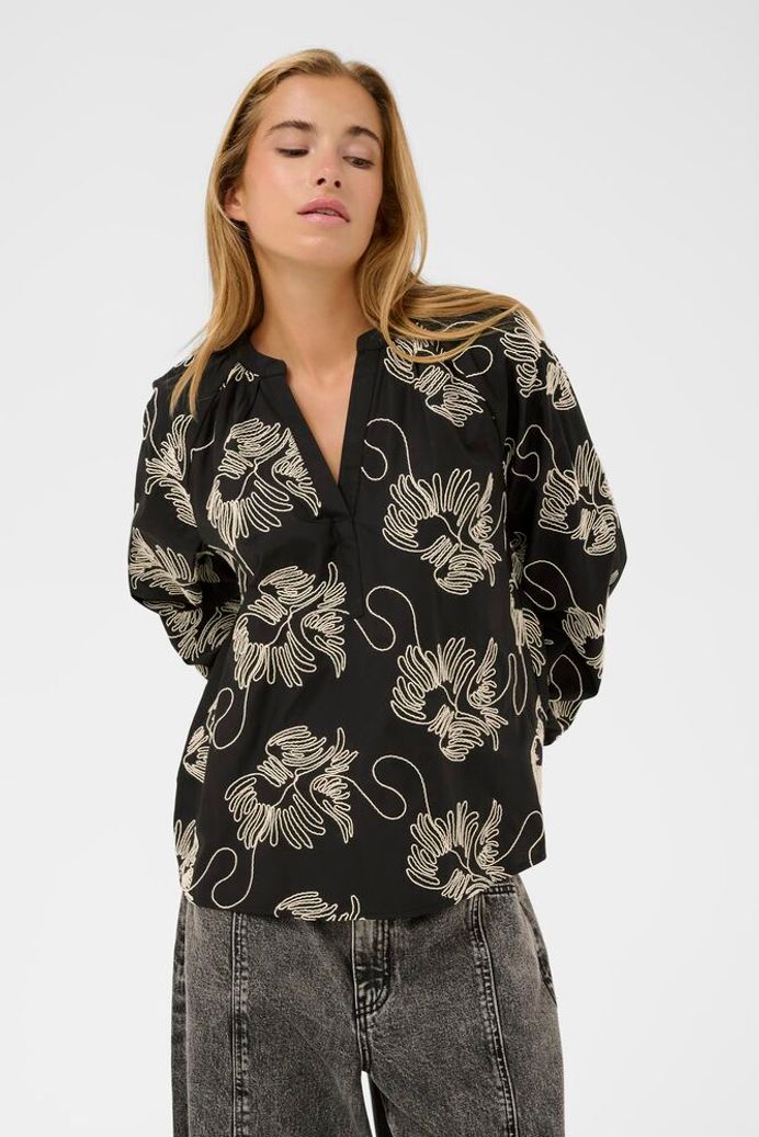 KAvinnie Blouse - Black Chalk Embroidery