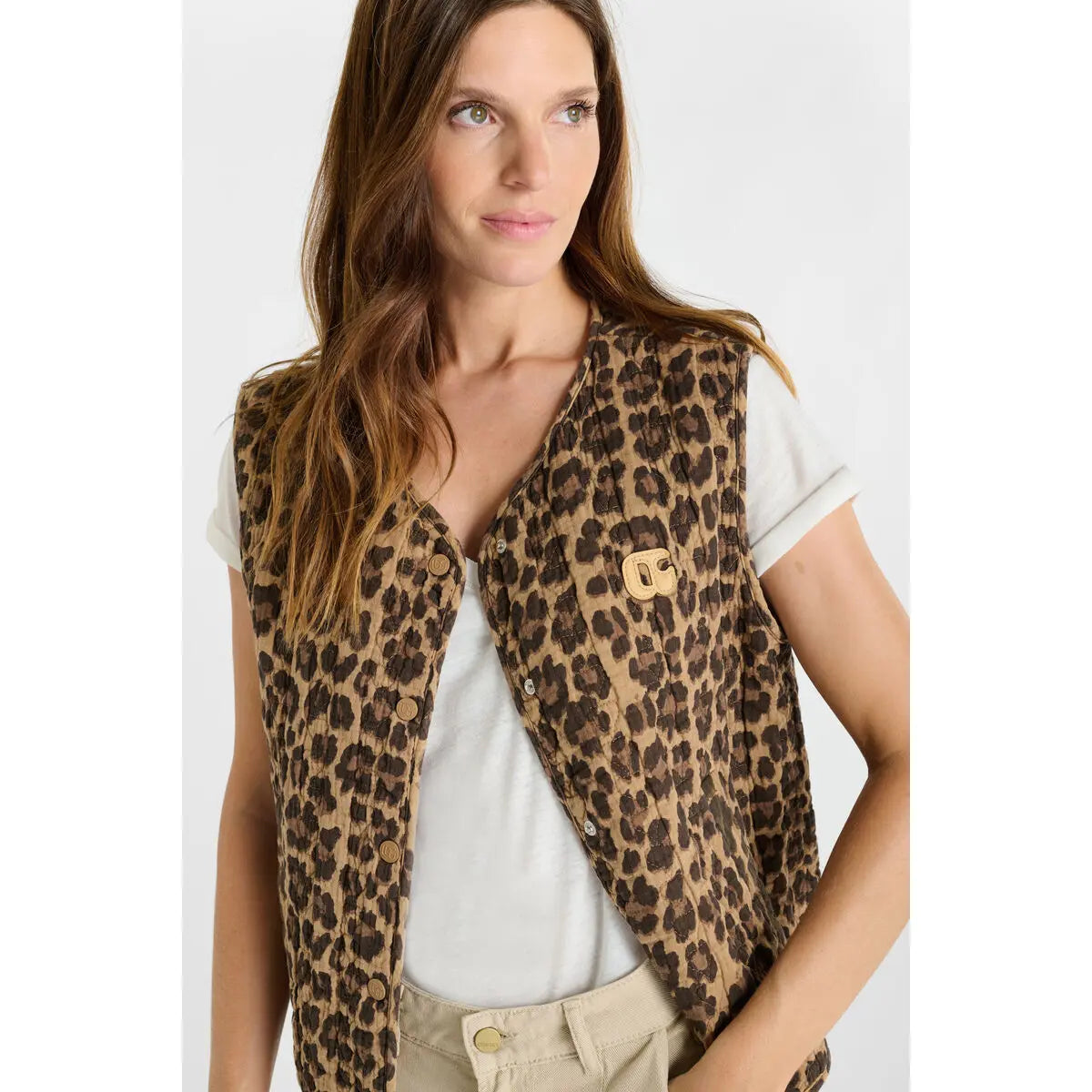 Leo Print Quilt Gilet - Leopard