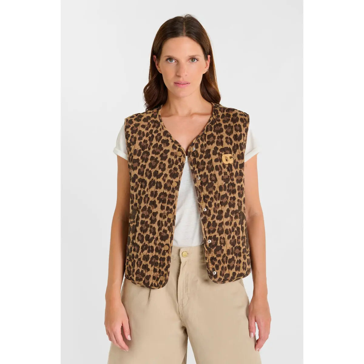 Leo Print Quilt Gilet - Leopard