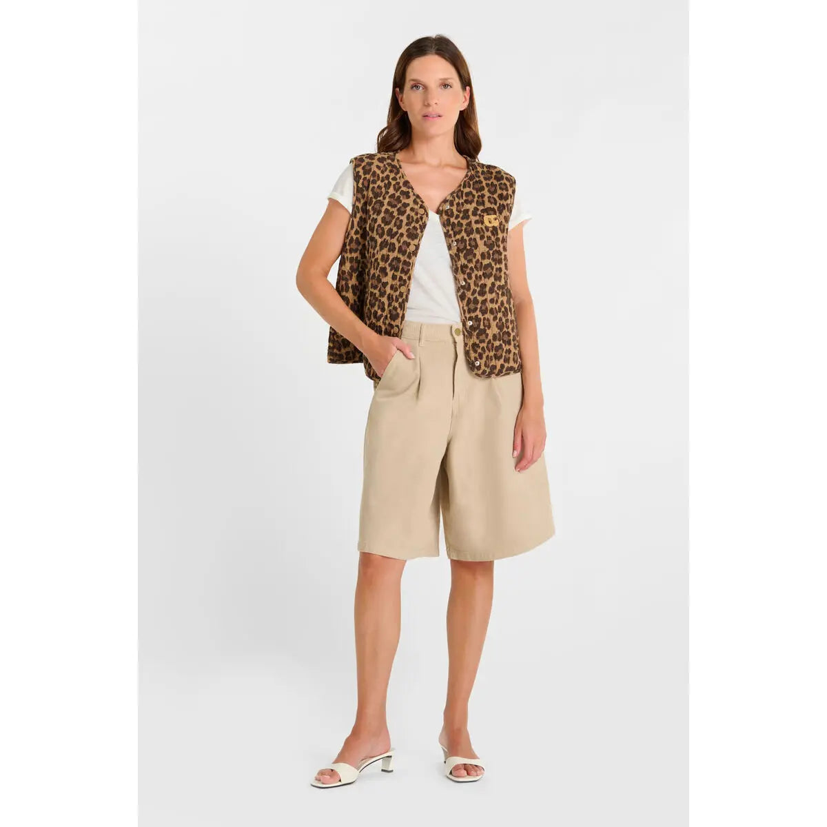 Leo Print Quilt Gilet - Leopard