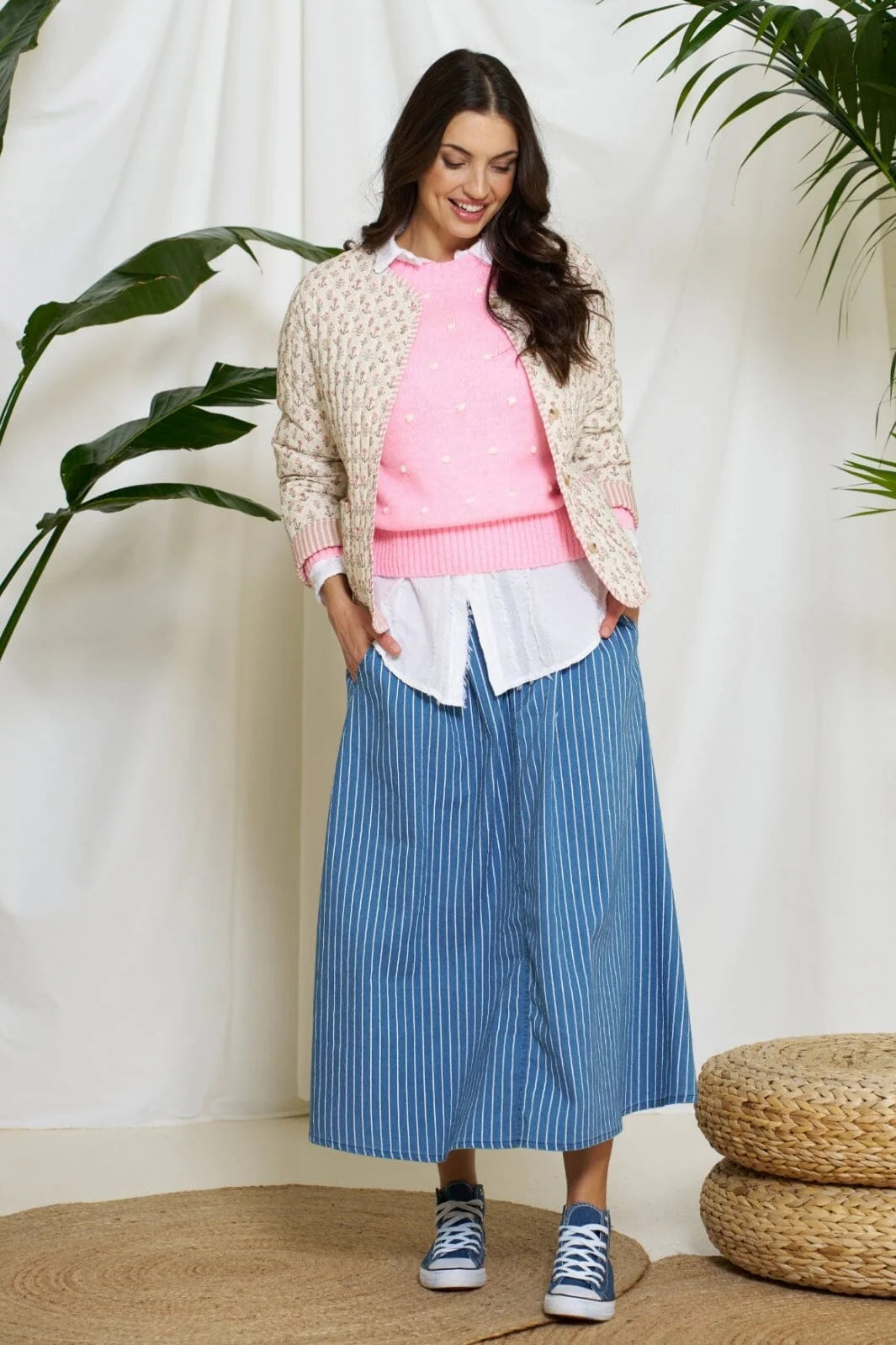 Celine Ditsy Floral Padded Jacket - Pink
