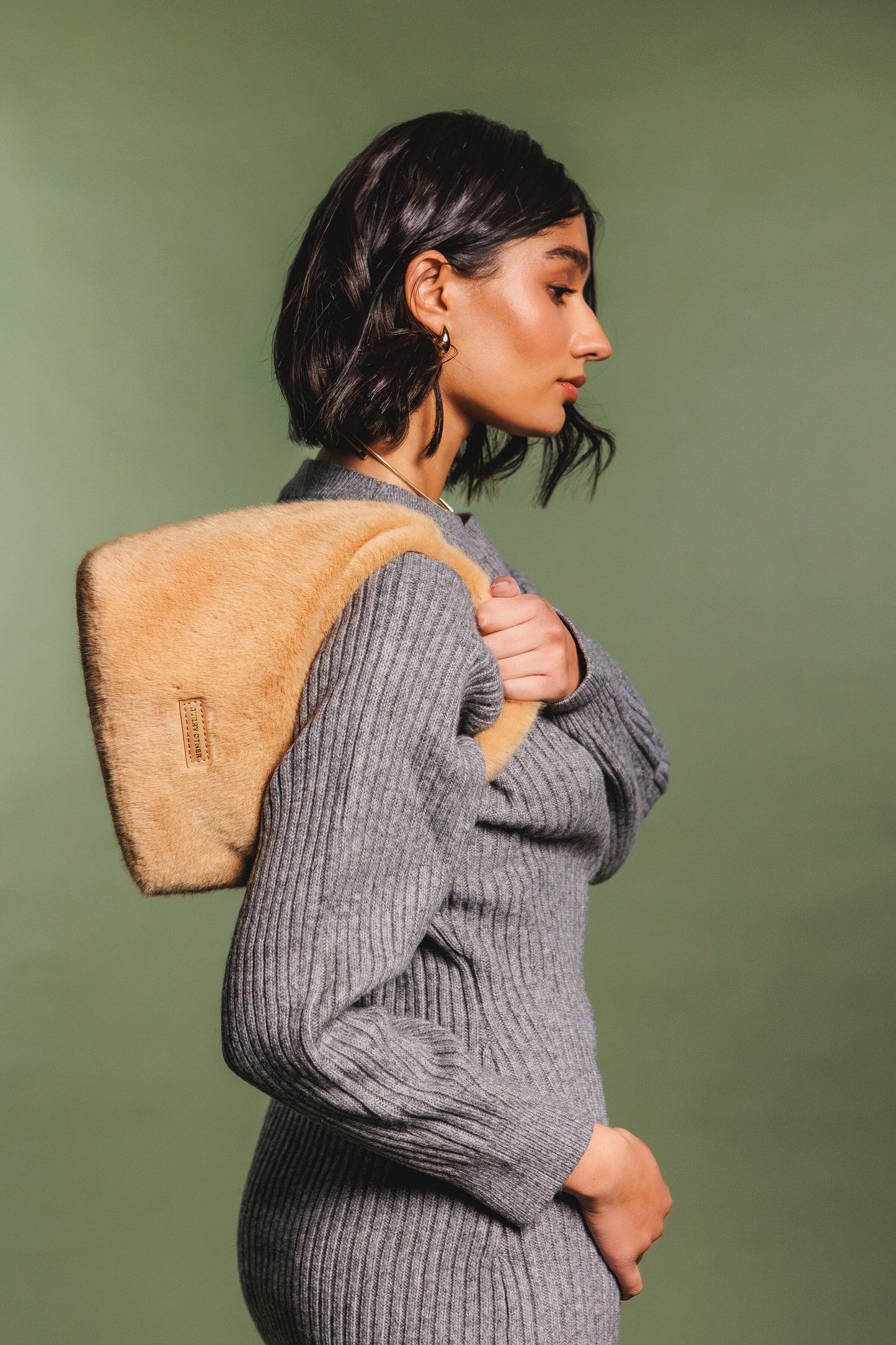 Faux Fur Scoop Grab Bag - Tan