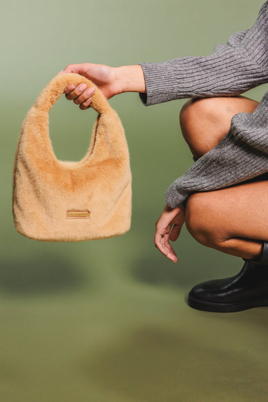 Faux Fur Scoop Grab Bag - Tan