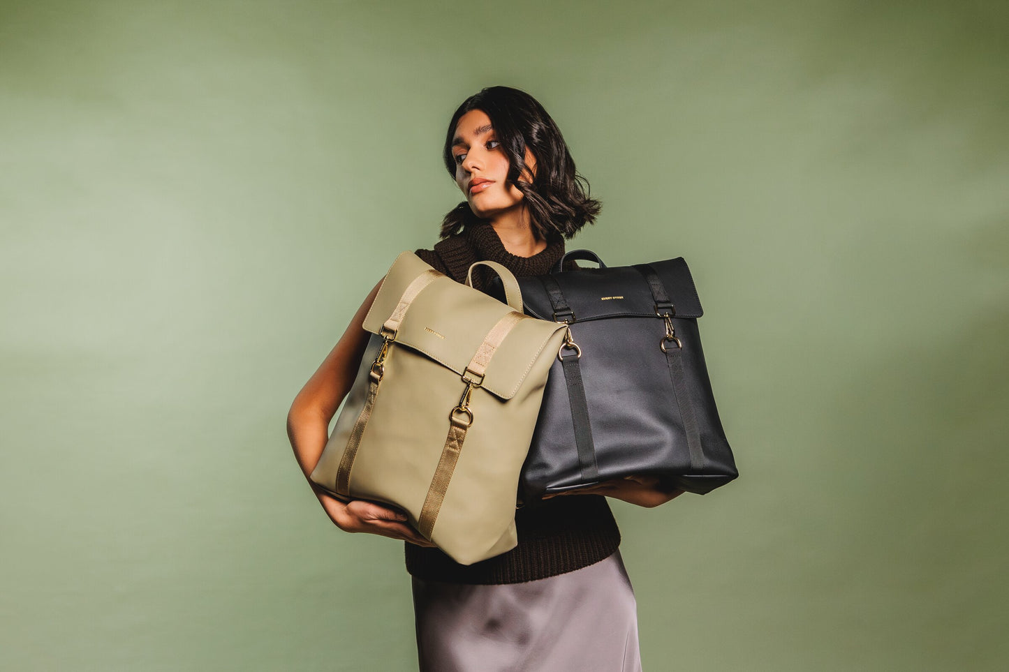Double Clip Backpack - Soft Green