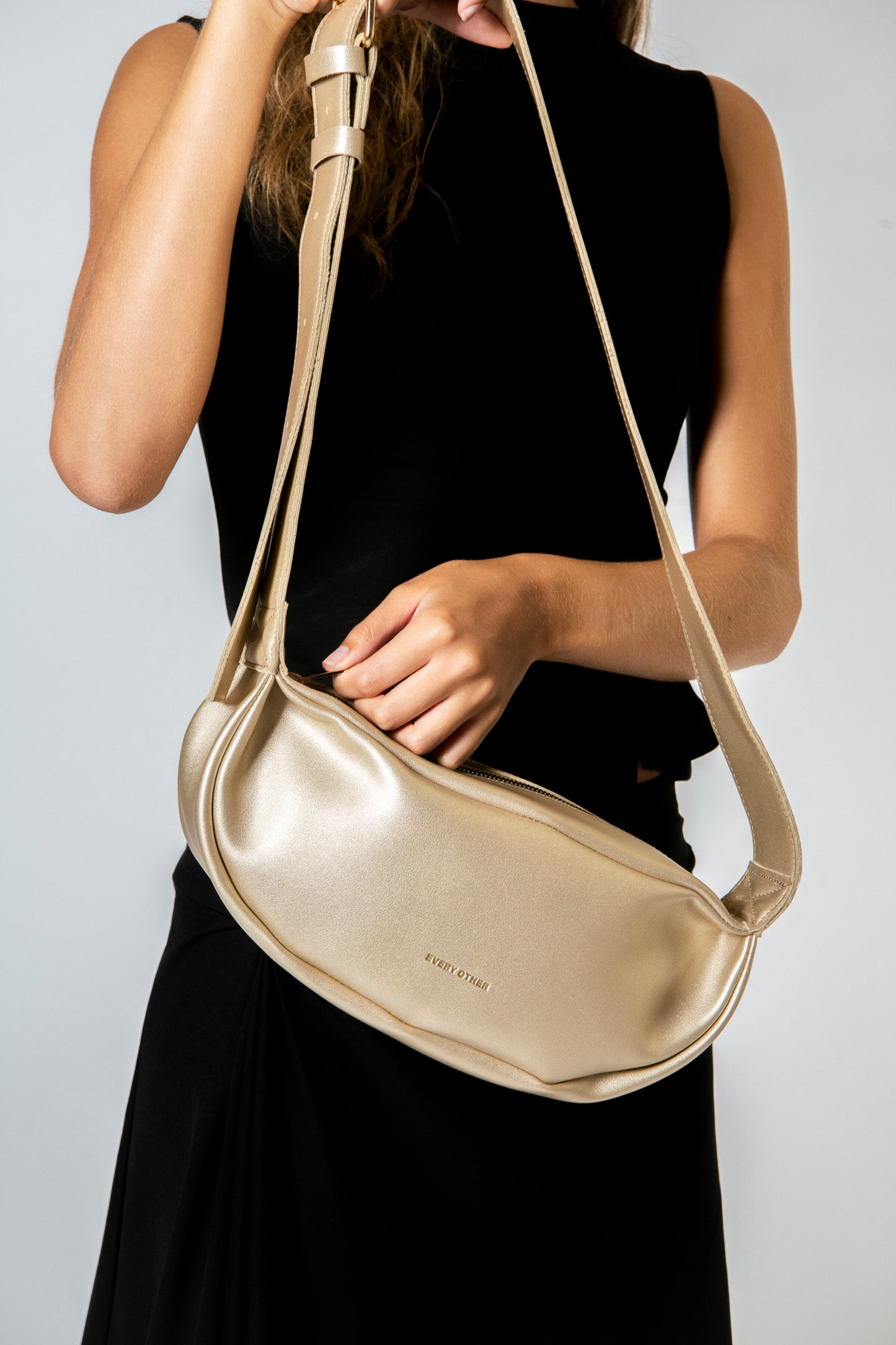 Soft Crescent Bag - Gold