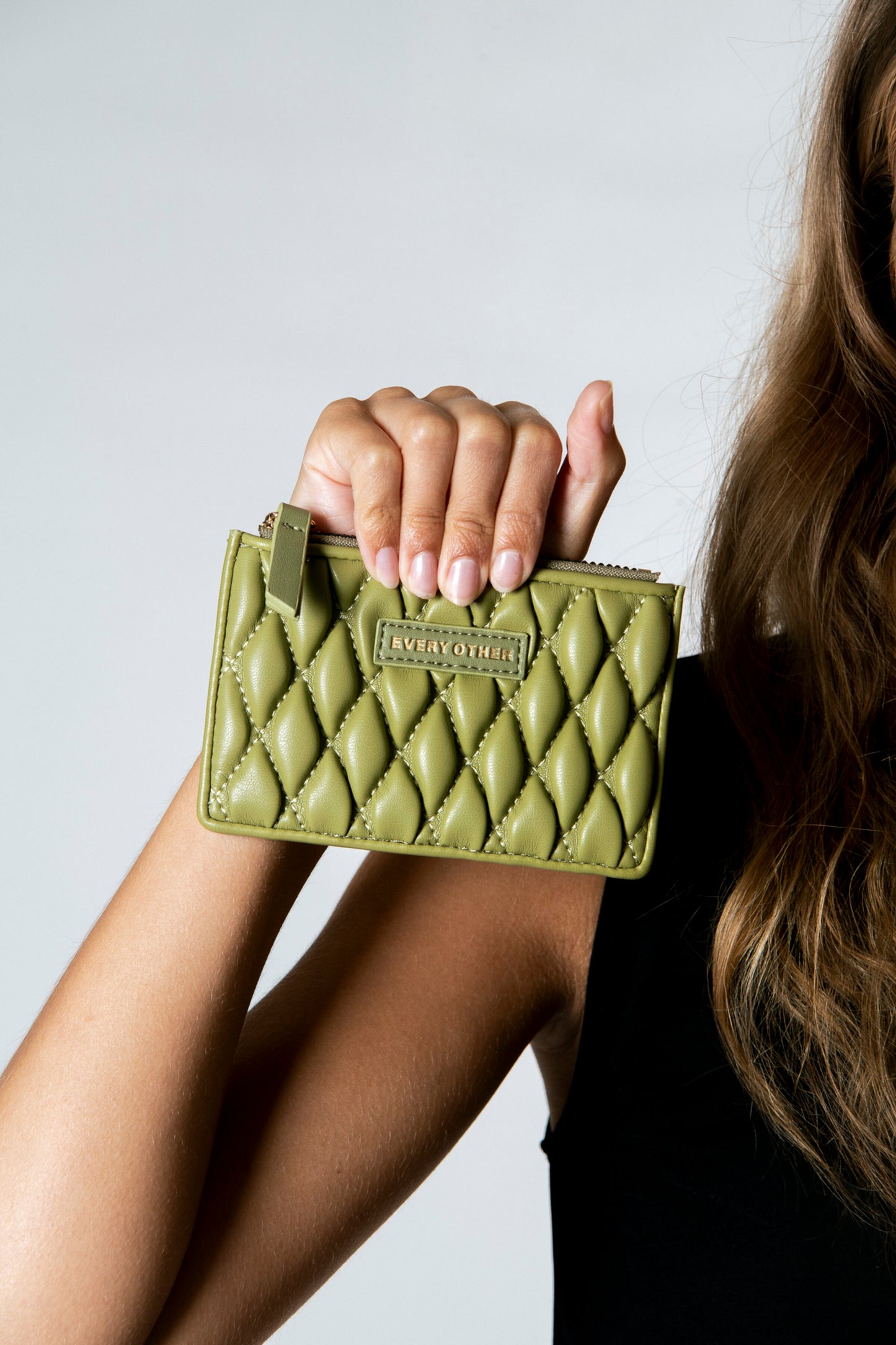 Quilted Card Holder - Olive