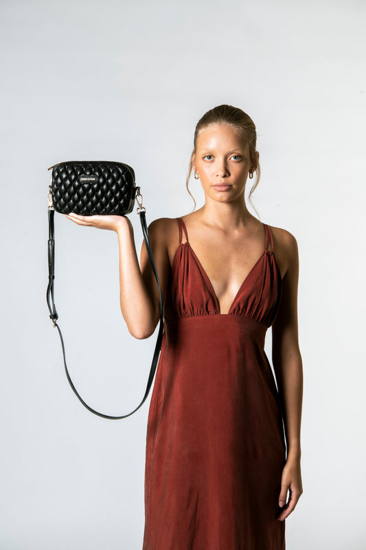 Quilted Camera Bag - Black