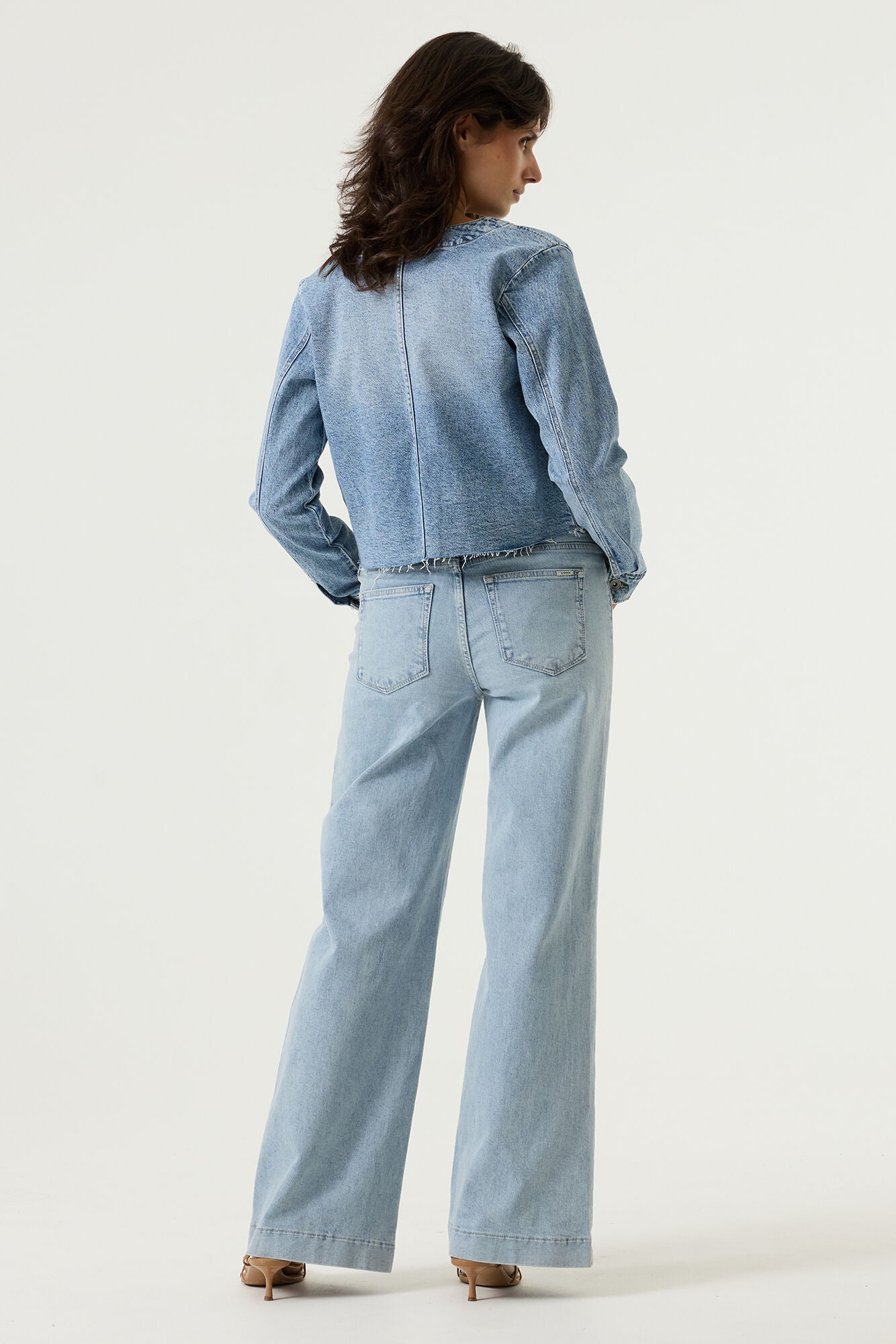 Lightly Used Effect Denim Jacket - Light Washed Blue