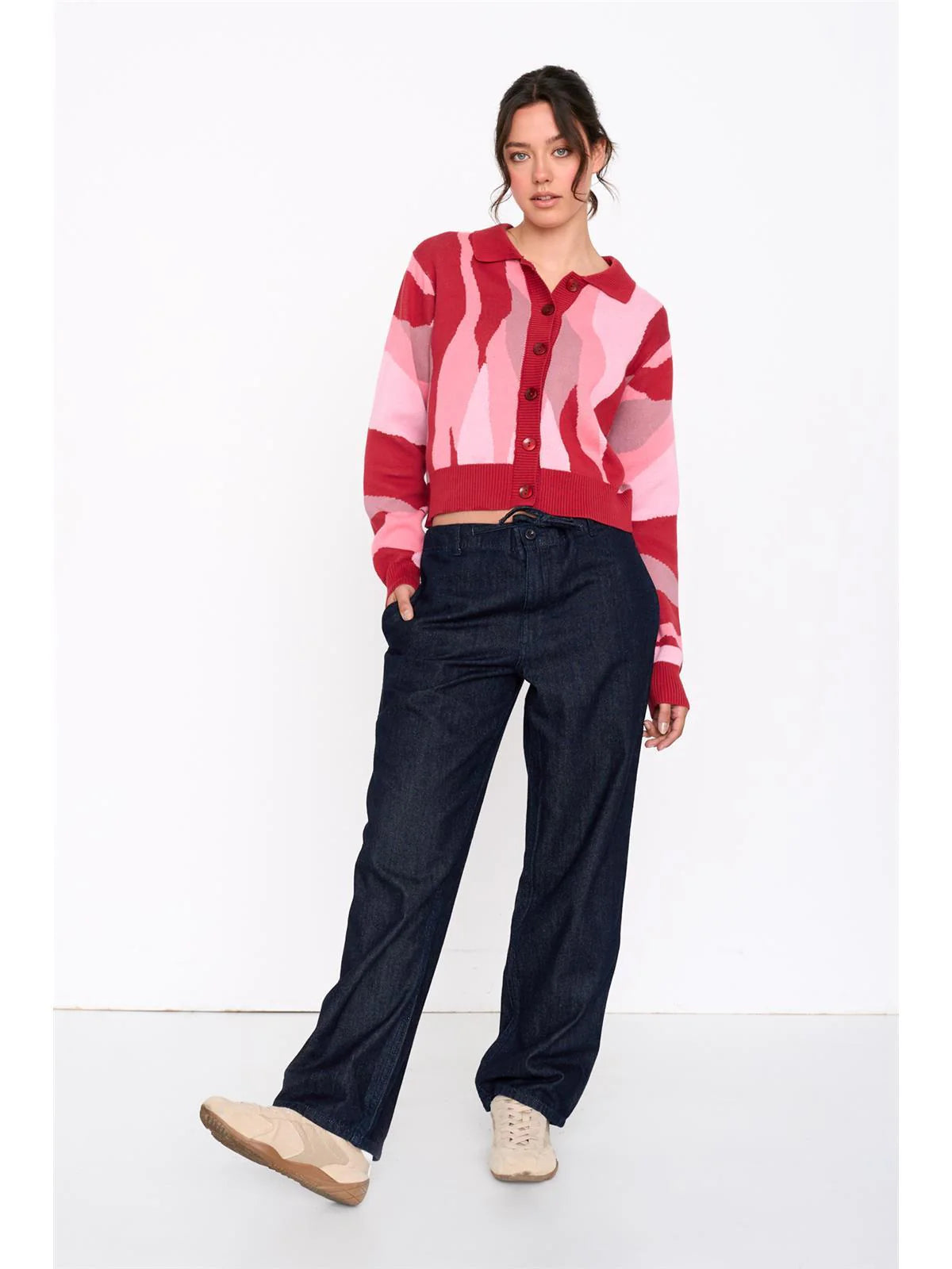 Cotton Knit Cardigan - Pink