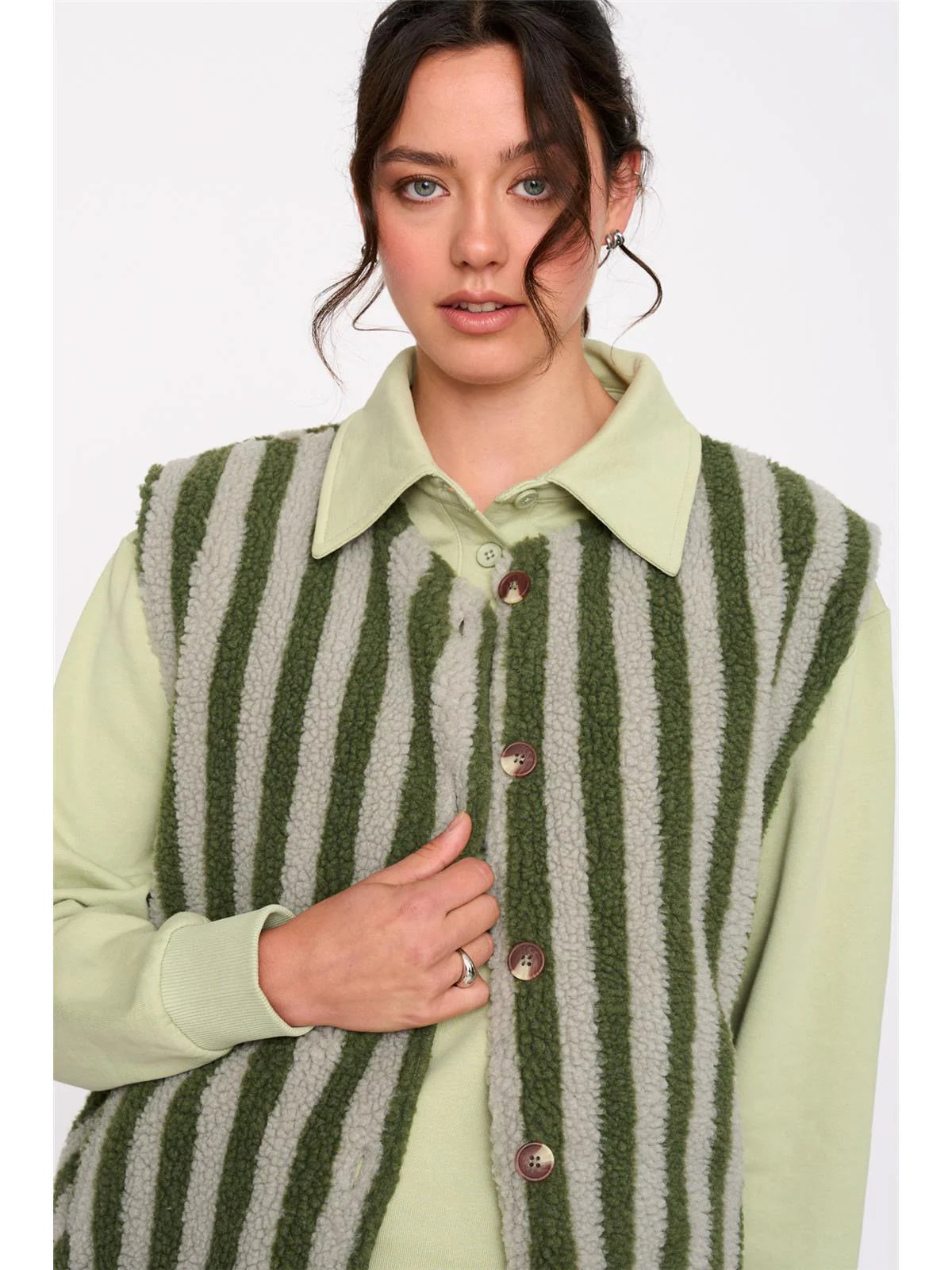 Striped Gilet - Green